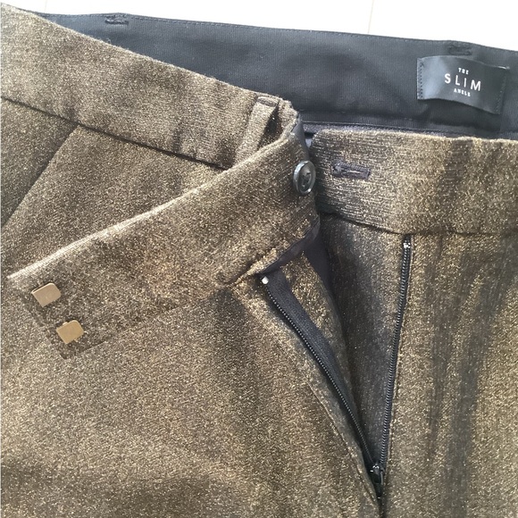 White House Black market lurex Jaguared Metallic gold slim ankle slim pants. - Picture 11 of 15